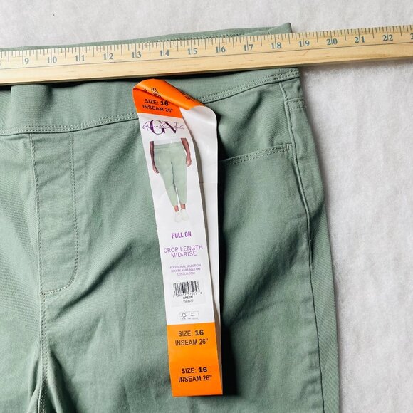 NWT Gloria Vanderbilt All Round Slimming Effect Green Pull On Crop Pants Size 16 - Picture 6 of 10
